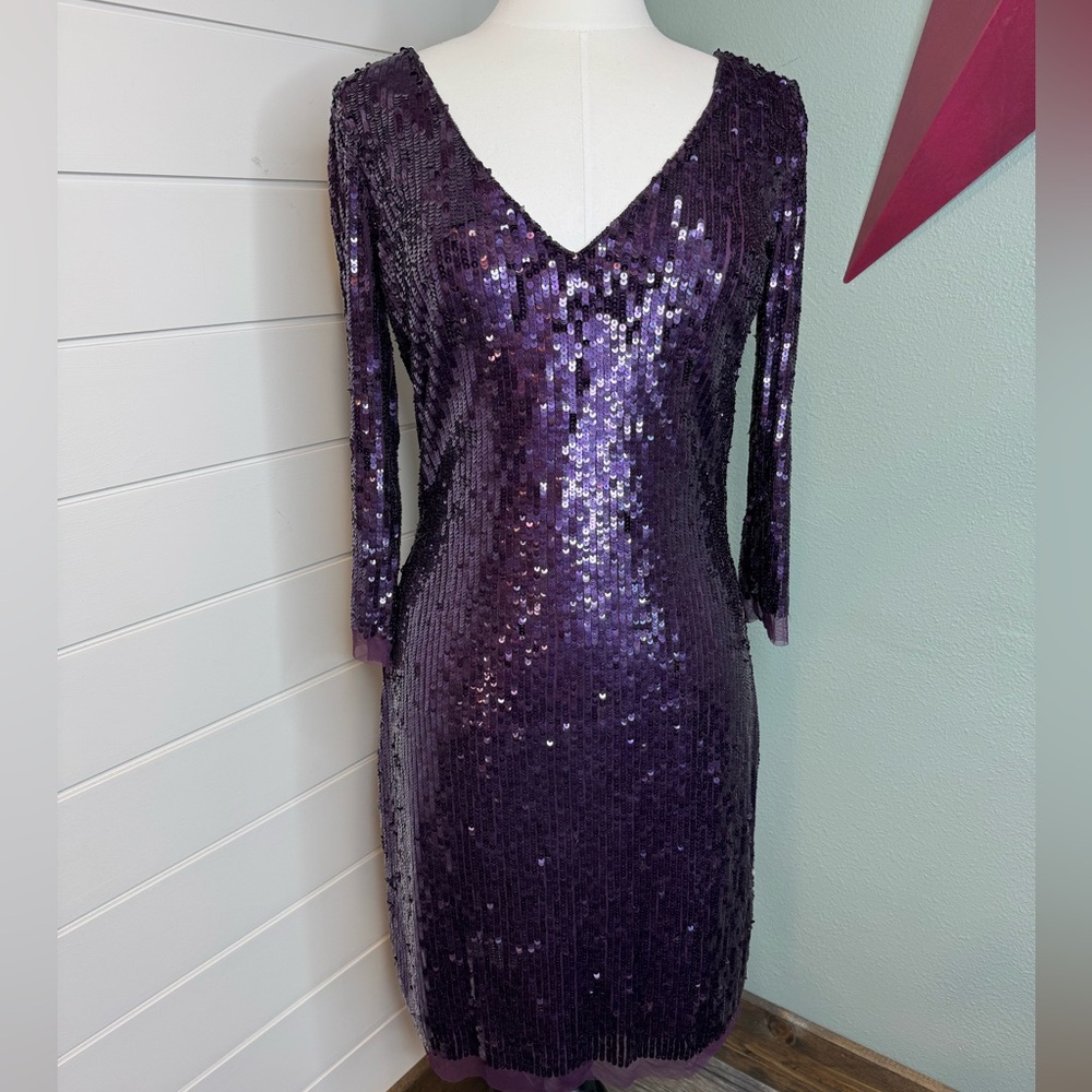 Vintage 80s/90s Niteline Purple Sequin Cocktail Dress – Size 14